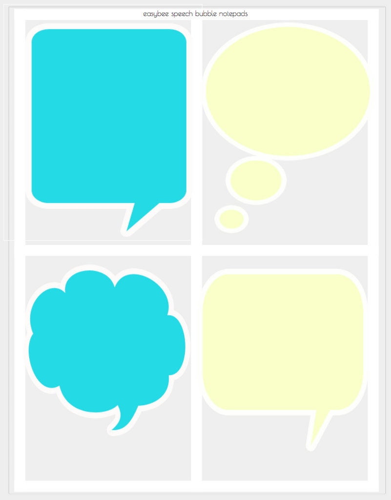 Printable Notepad - colorful speech bubble design