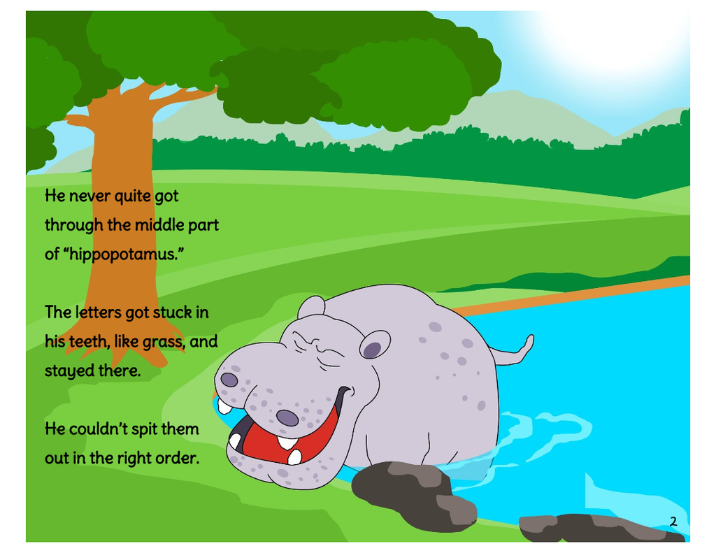 Harry Hippopotamus - A hippo who couldn't say his name. Printable Book