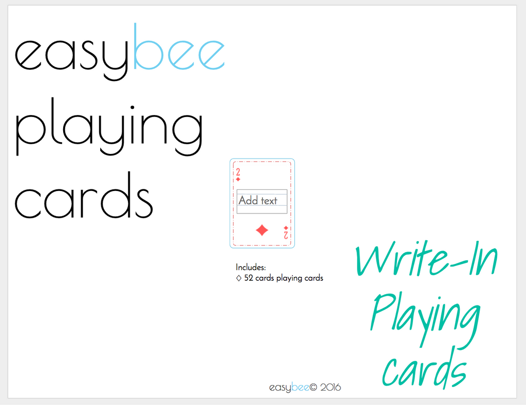 JFF Printable Mini Playing Cards- write in
