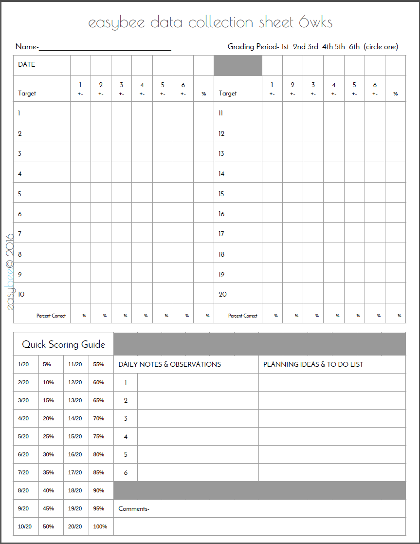 data-collection-sheets-packet-easybee