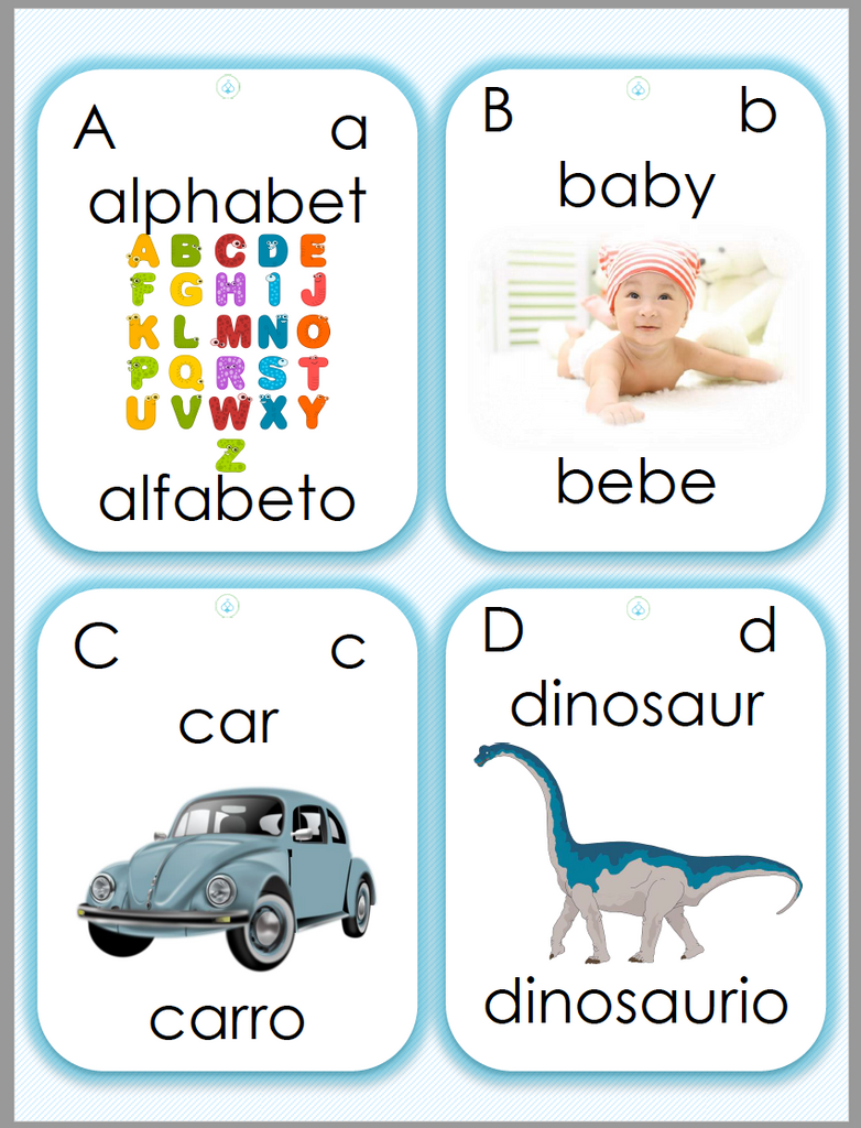 Easybee Bilingual Alphabet Printable Cards FREEBIE A-Z English & Spanish (Bilingual Cards)