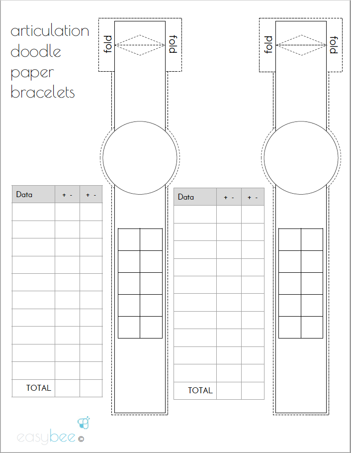 FREE Articulation Reminder Paper Bracelet - Blank Work List & Data She - Easybee free-articulation-reminder-paper-bracelet-blank-work-list-data-she-easybee