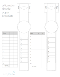 FREE Articulation Reminder Paper Bracelet - Blank Work List & Data Sheet