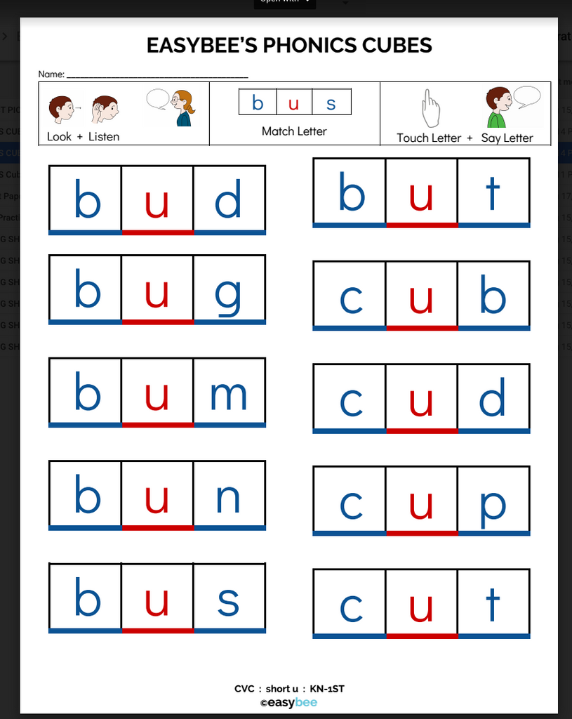 EASYBEE PHONICS CUBES