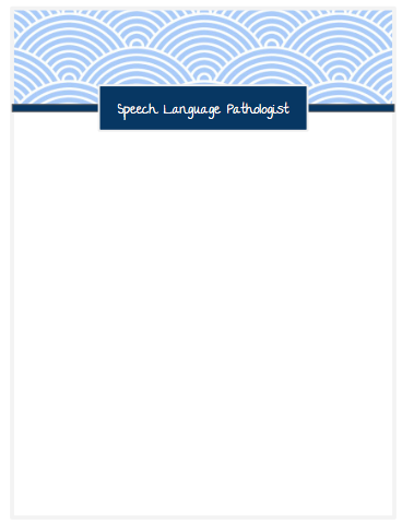 Speech Therapist Printable Notepad - scallop design