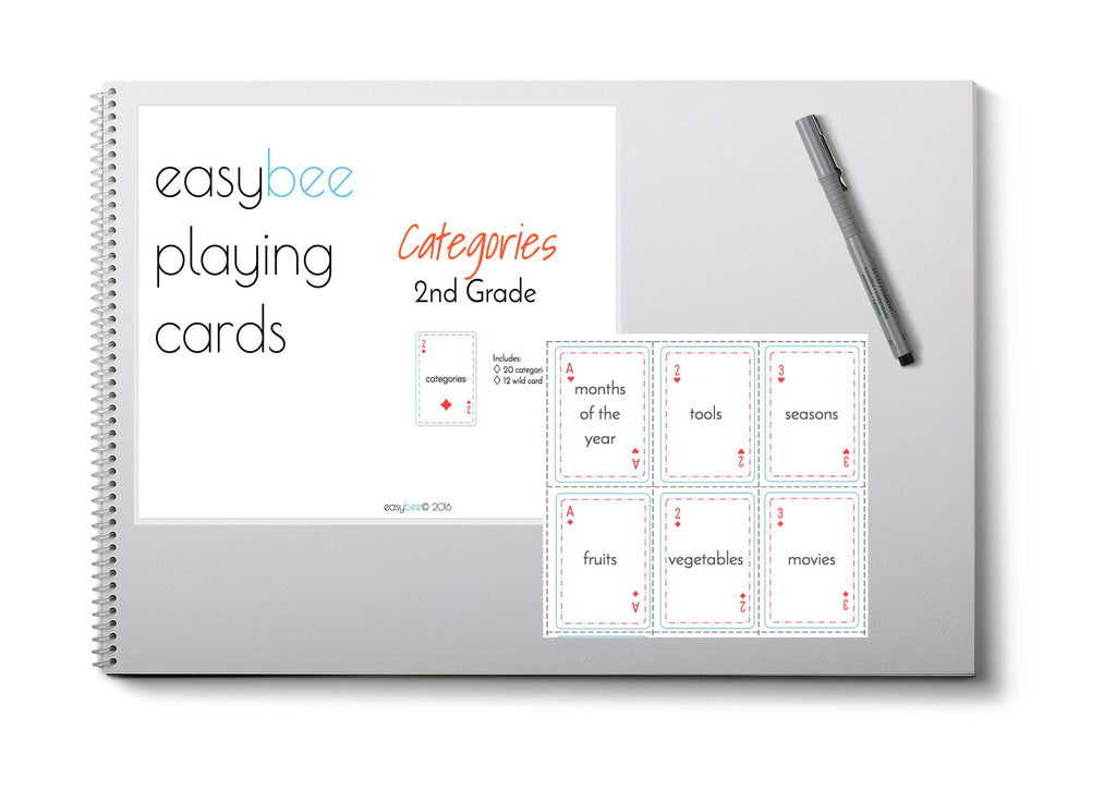 Categories Playing Card Deck- 2nd Grade