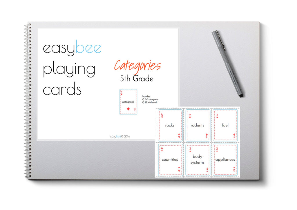 Categories Playing Card Deck- 5th Grade